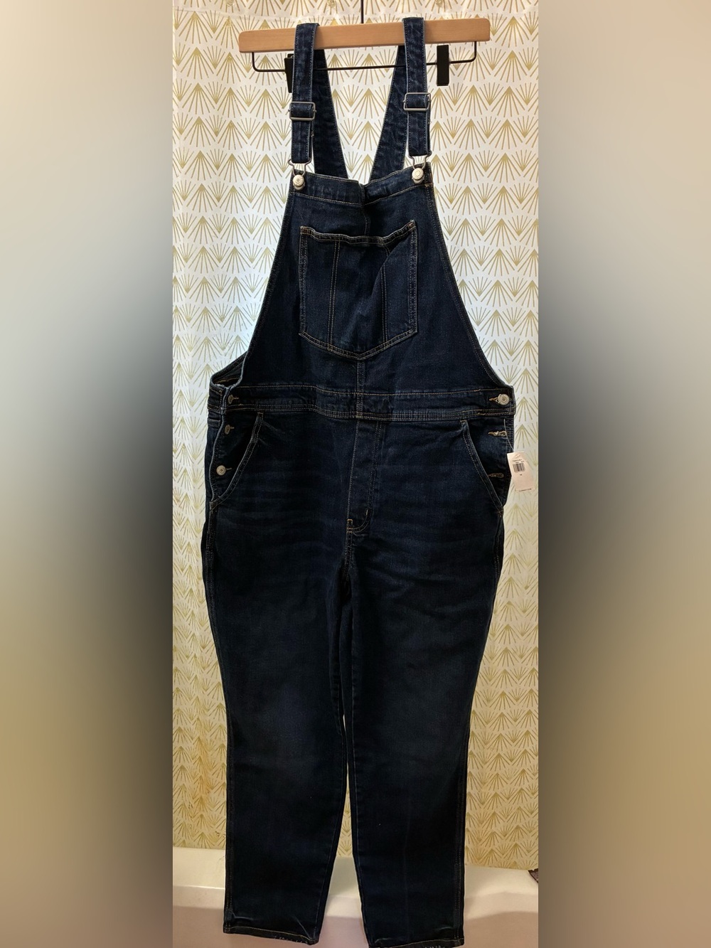 Old Navy Woman's Dark Blue Denim Overalls - size 16